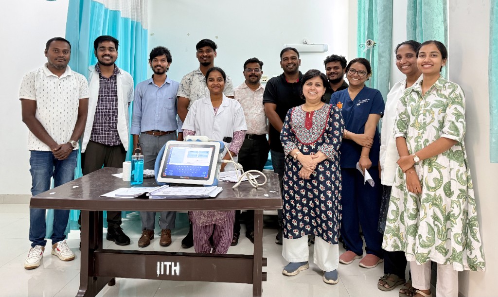 FibroScan machine and the camp team at IITH Hospital