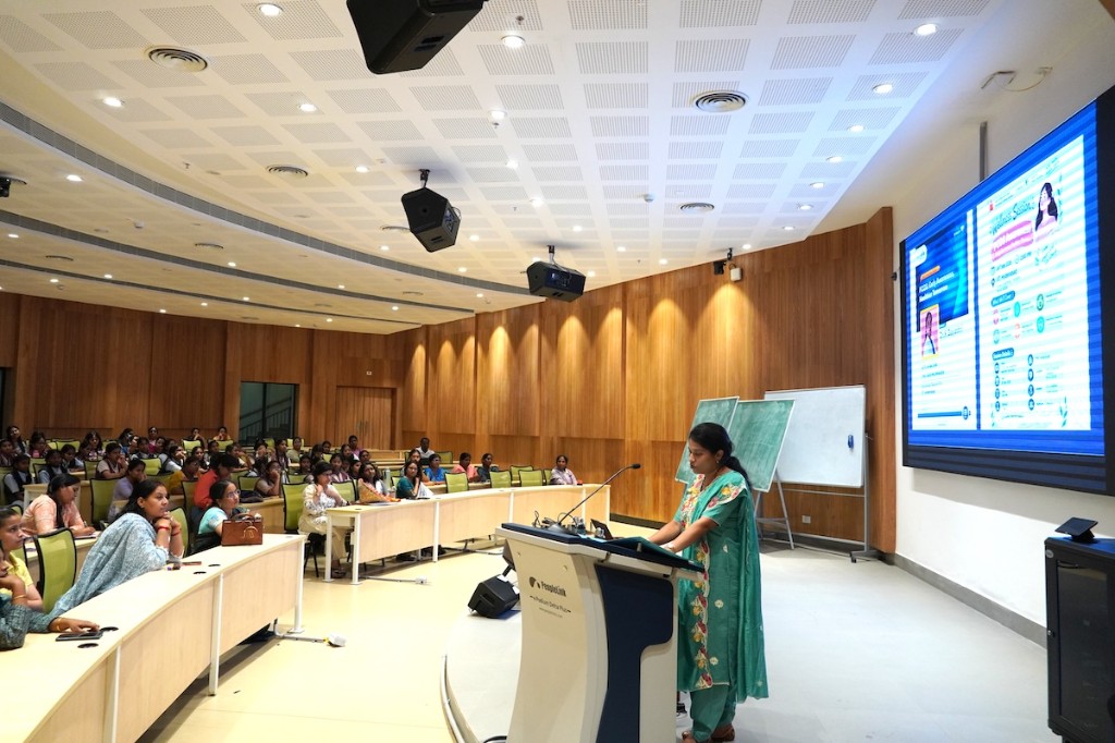 A member of the hospital team addressing the gathering